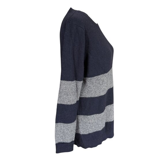Banana Republic blue and gray wide striped long sleeve pullover sweater size M - Picture 3 of 7